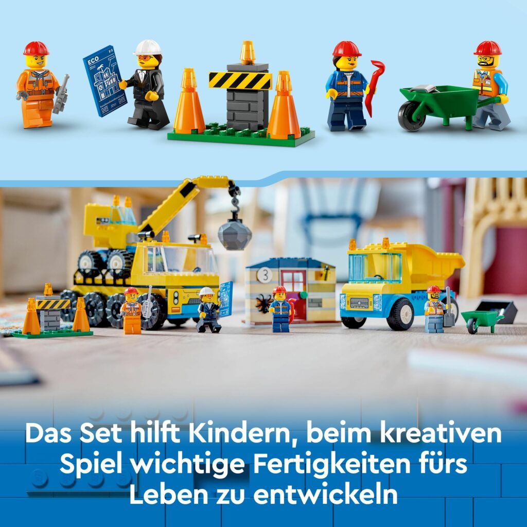 Produktabbildung Baufahrzeuge und Kran mit Abrissbirne