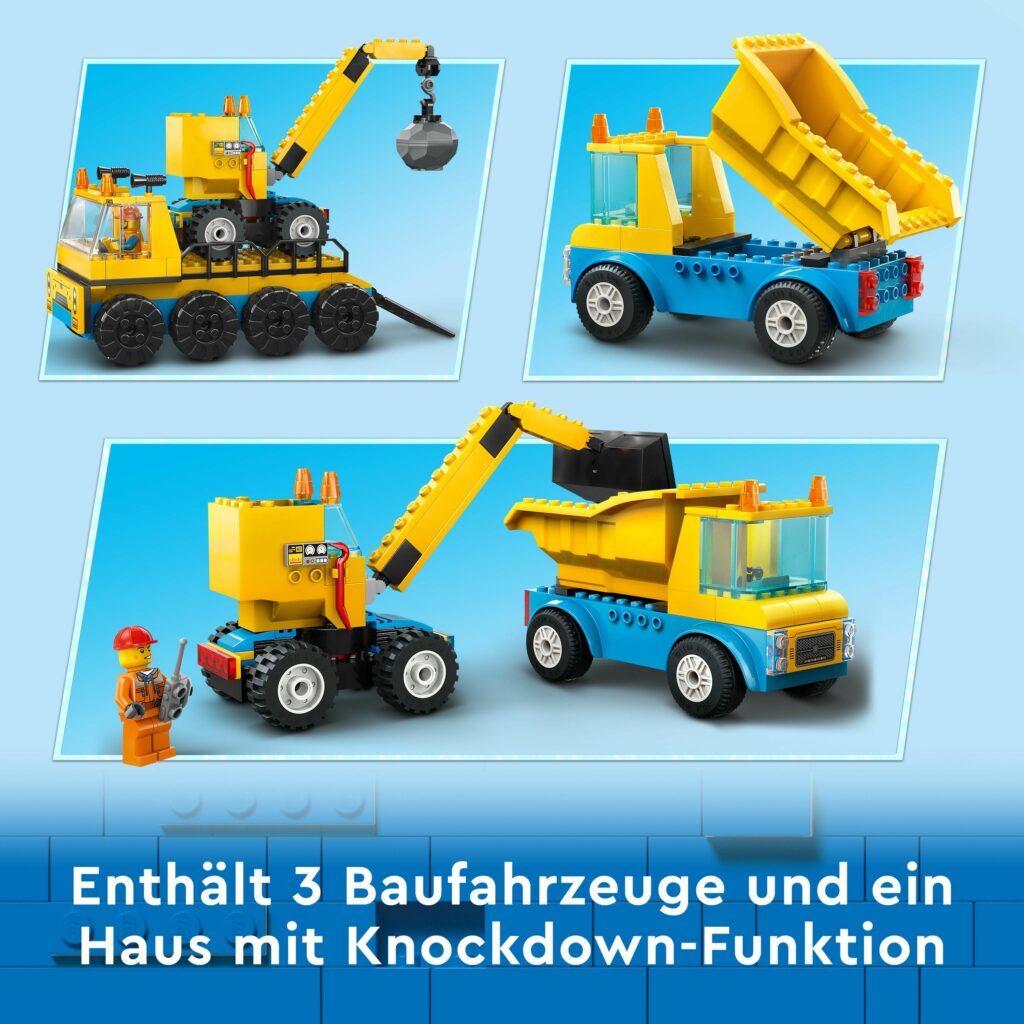 Produktabbildung Baufahrzeuge und Kran mit Abrissbirne