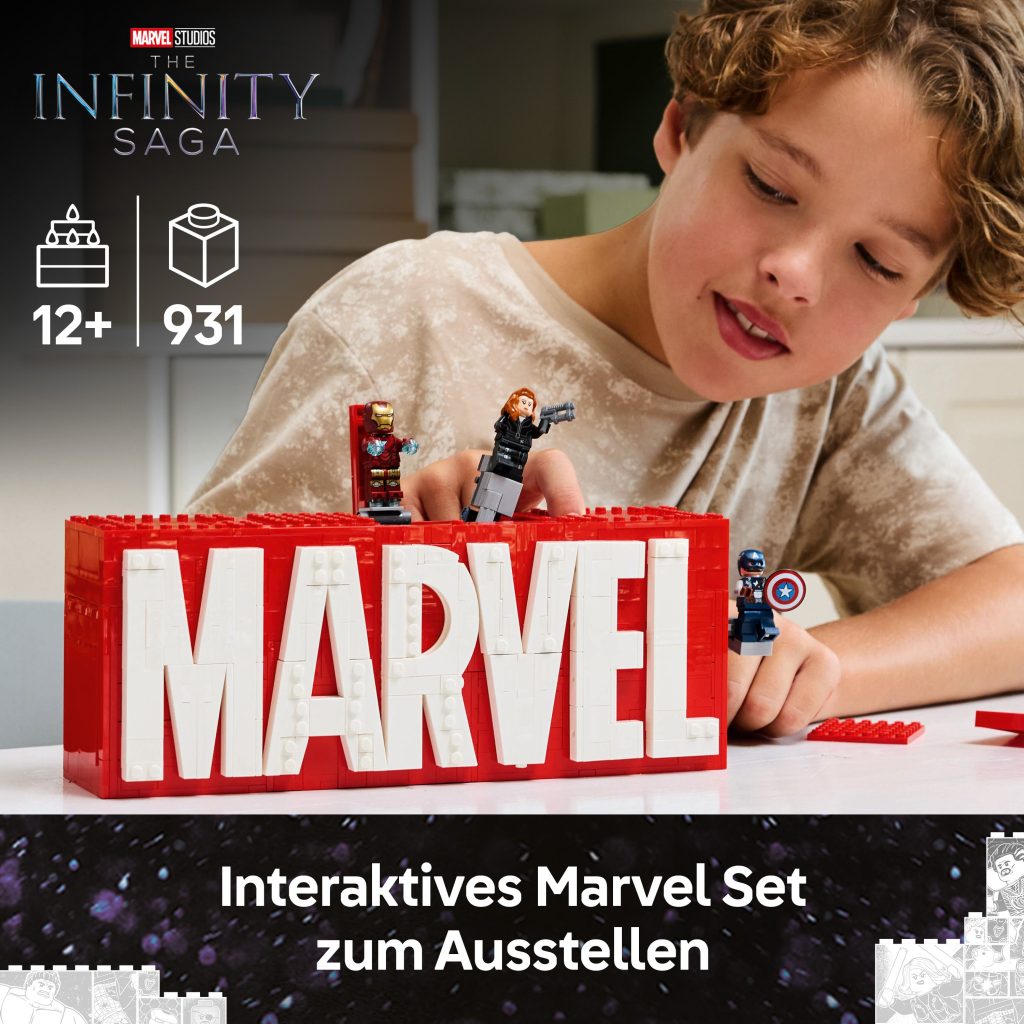 Produktabbildung MARVEL Logo & Minifiguren