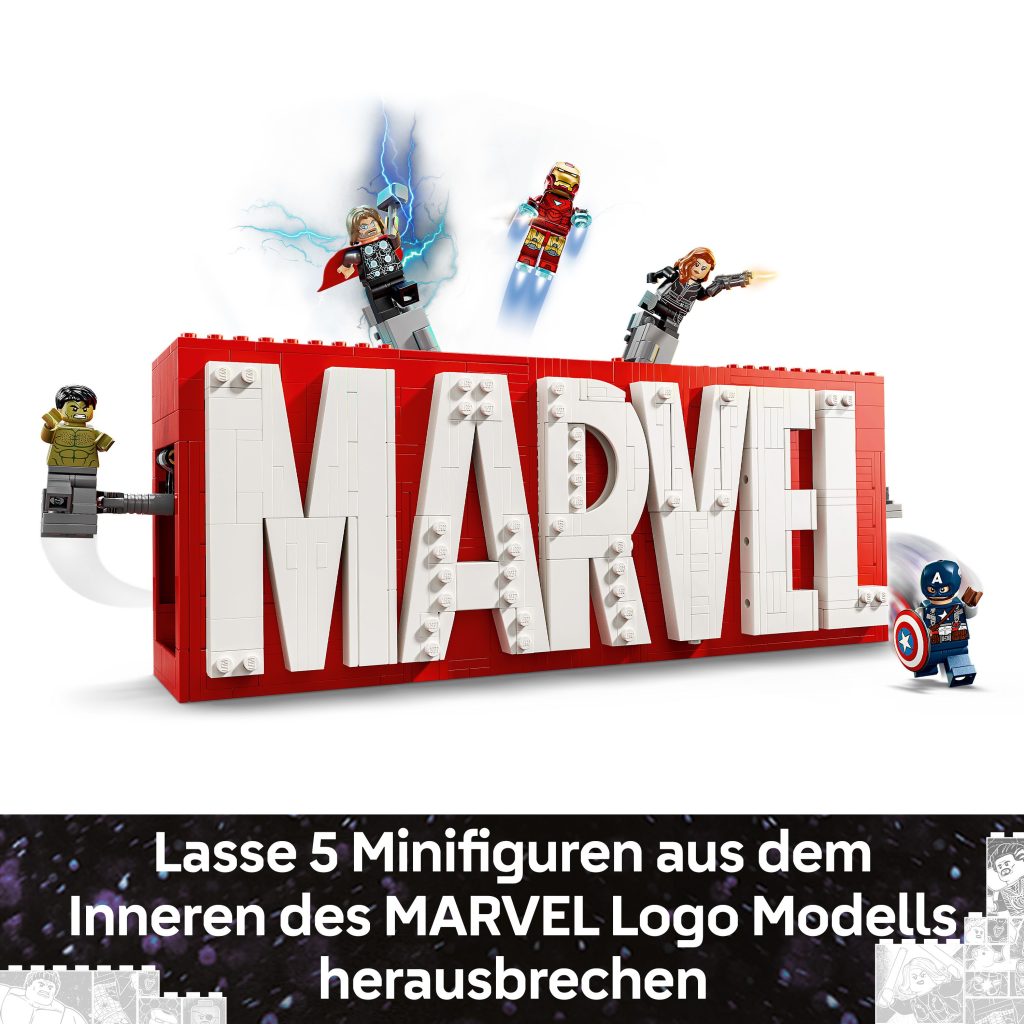 Produktabbildung MARVEL Logo & Minifiguren